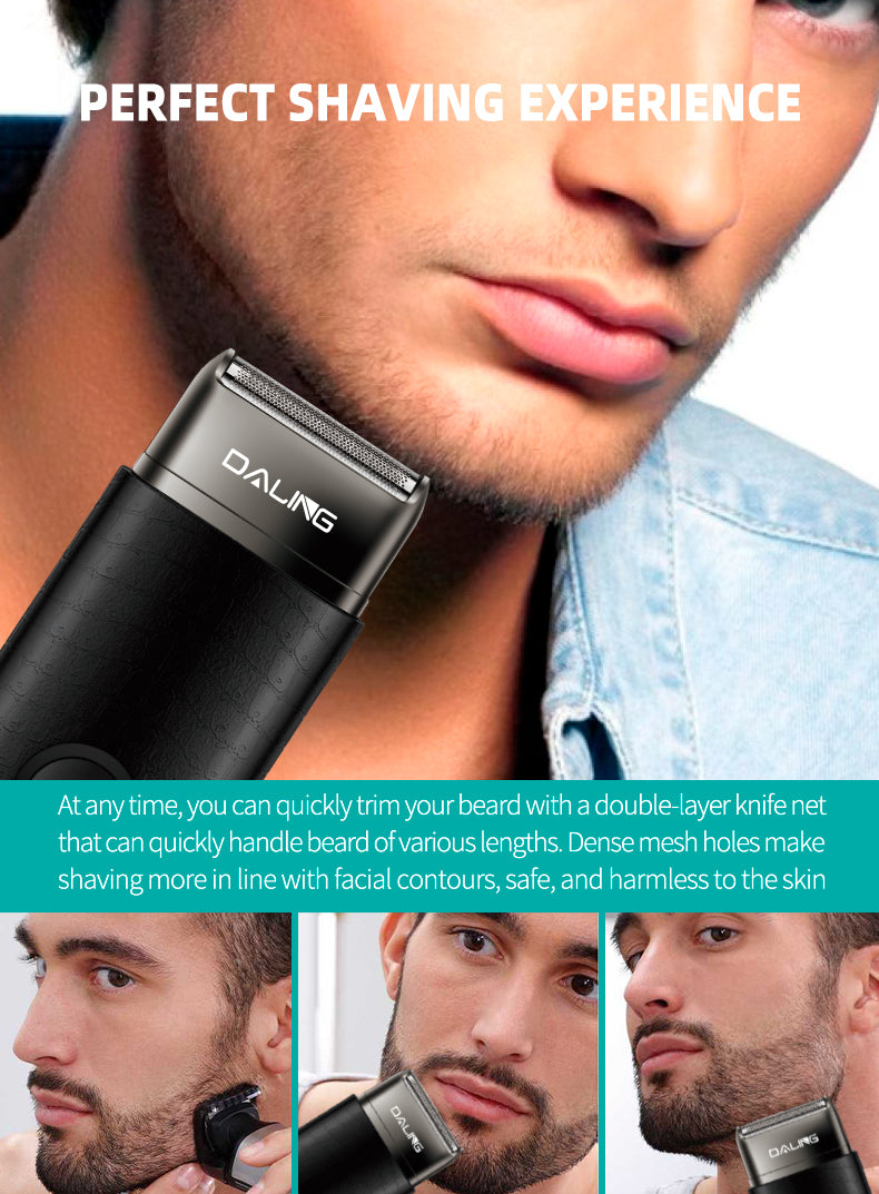 Elektrorasierer Herren USB wiederaufladbar leise Nassrasierer Barttrimmer Akku