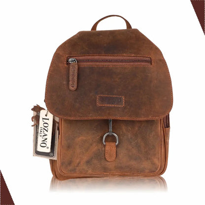 Leder Rucksack Laptop-Tasche Retro Segeltuch Vintage Daypack Lozano