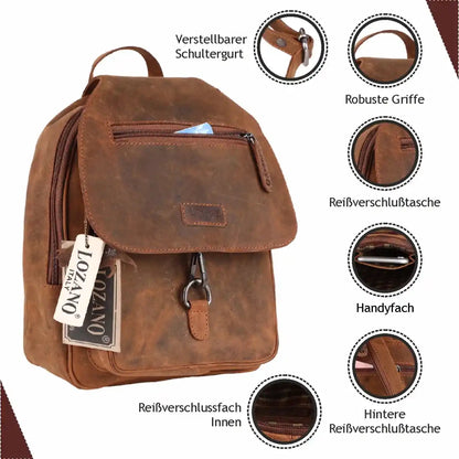 Leder Rucksack Laptop-Tasche Retro Segeltuch Vintage Daypack Lozano