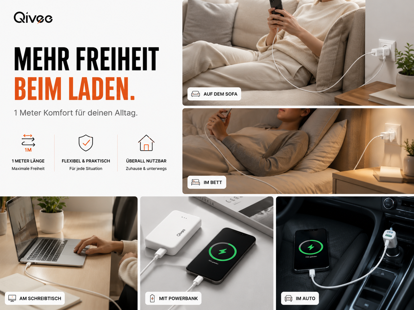 Schnell-Ladekabel 1m USB für original Apple iPhone Pro Max iPad Kopfhörer