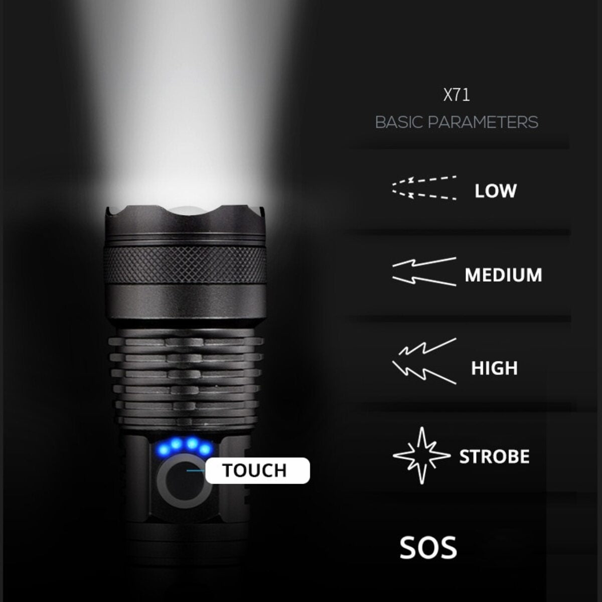 LED Taschenlampe Polizei Lampe 1000 m Leuchtweite Taktische USB Wiederaufladbar