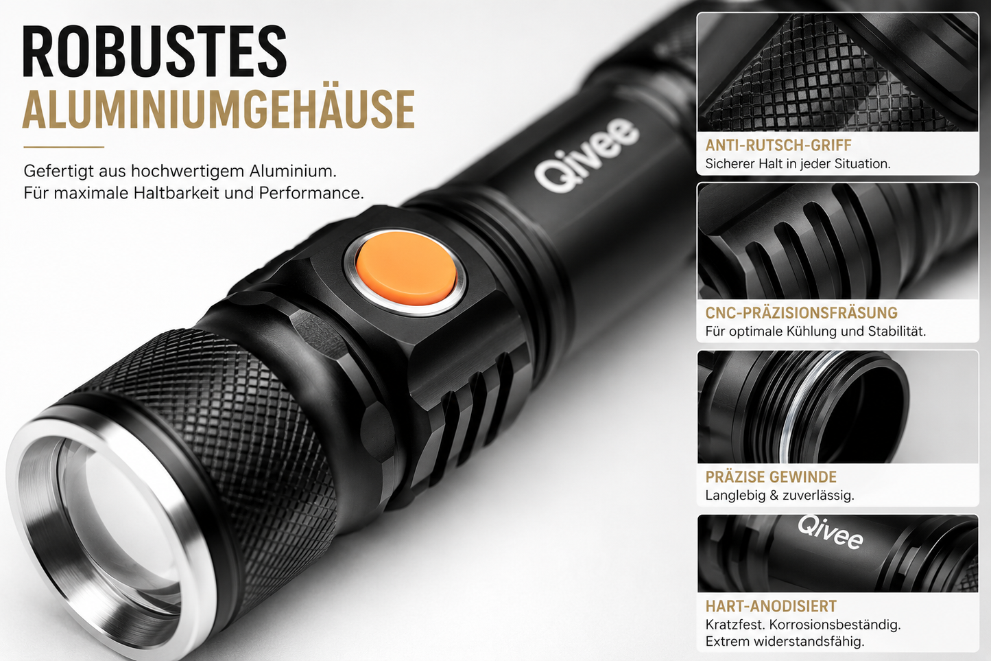 Taschenlampe LED Lampe Polizei Swat Wiederaufladbare Cree 1200 Lumen USB Akku