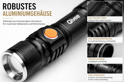 Taschenlampe LED Lampe Polizei Swat Wiederaufladbare Cree 1200 Lumen USB Akku