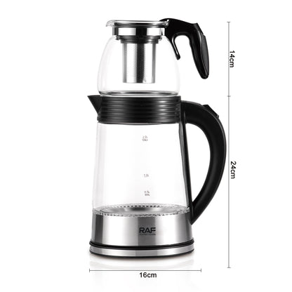 Teekocher elektrische Teemaschine Wasserkocher Teekanne Caydanlik Edelstahl 2,2L