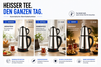 Teekocher elektrische Teemaschine Wasserkocher Teekanne Caydanlik Edelstahl CAY
