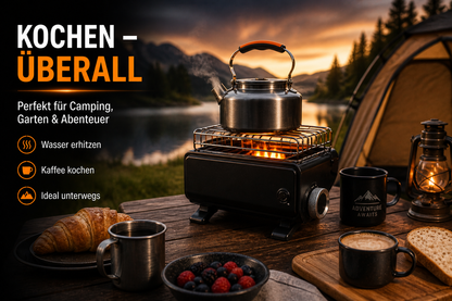 Tragbare Gasheizung 2in1 Gasheizer Camping Heizgerät Heizstrahler + 4 Kartuschen