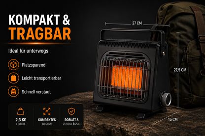 Tragbare Gasheizung 2in1 Gasheizer Camping Heizgerät Heizstrahler + 6 Kartuschen