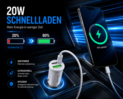 USB Ladegerät KFZ USB-C für iPhone Samsung Zigarettenanzünder Auto LKW 12/24V
