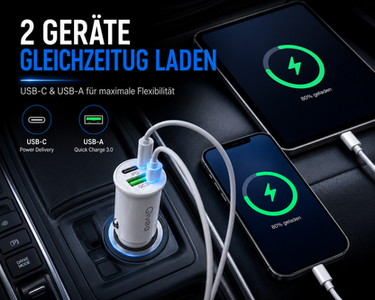 USB Ladegerät KFZ USB-C für iPhone Samsung Zigarettenanzünder Auto LKW 12/24V