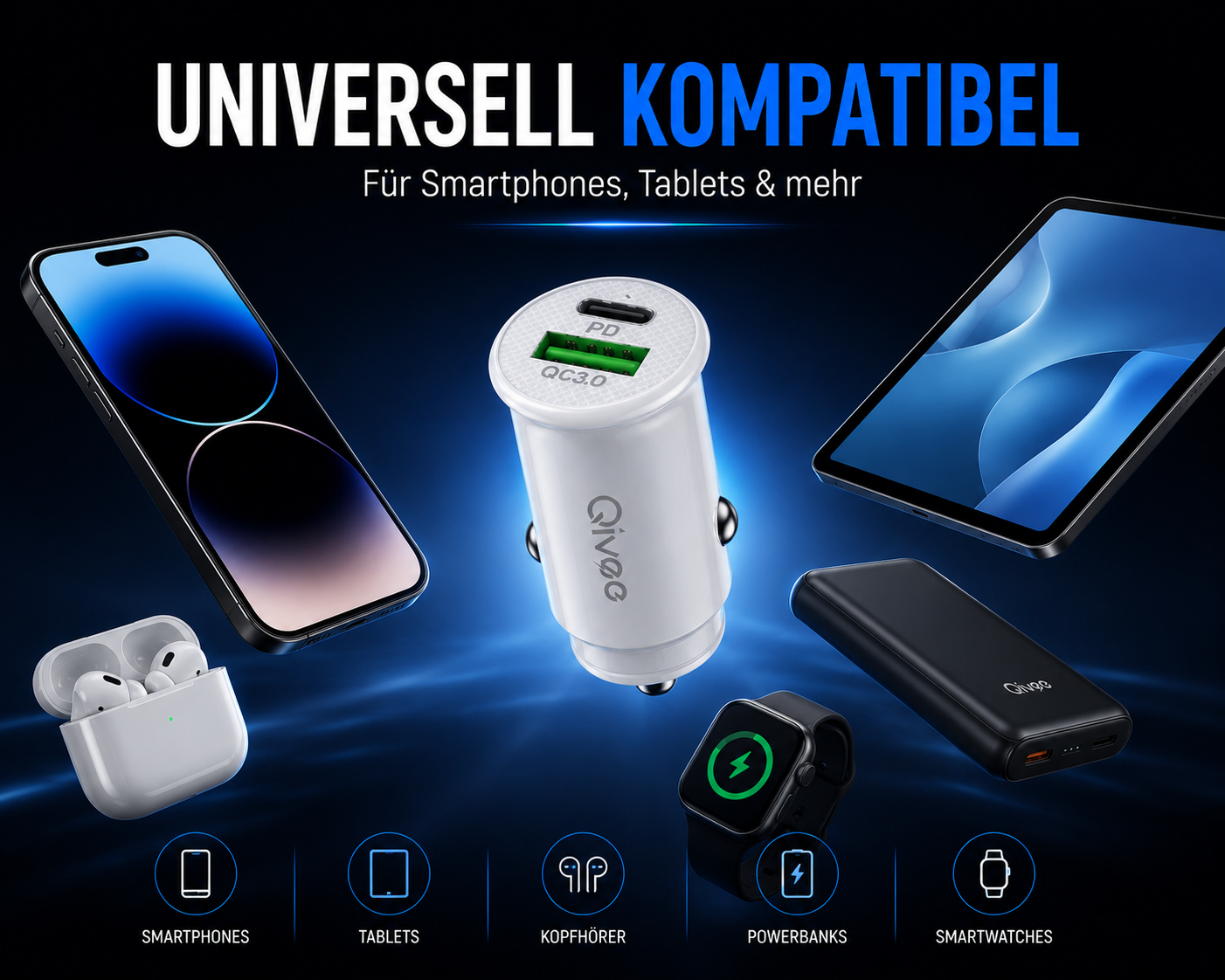 USB Ladegerät KFZ USB-C für iPhone Samsung Zigarettenanzünder Auto LKW 12/24V
