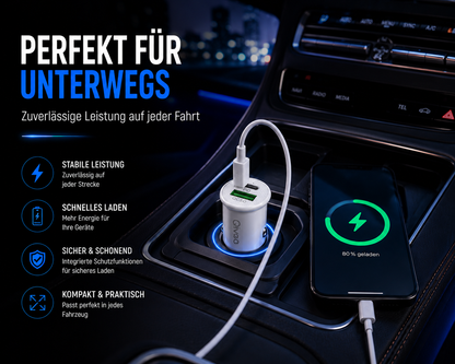 USB Ladegerät KFZ USB-C für iPhone Samsung Zigarettenanzünder Auto LKW 12/24V