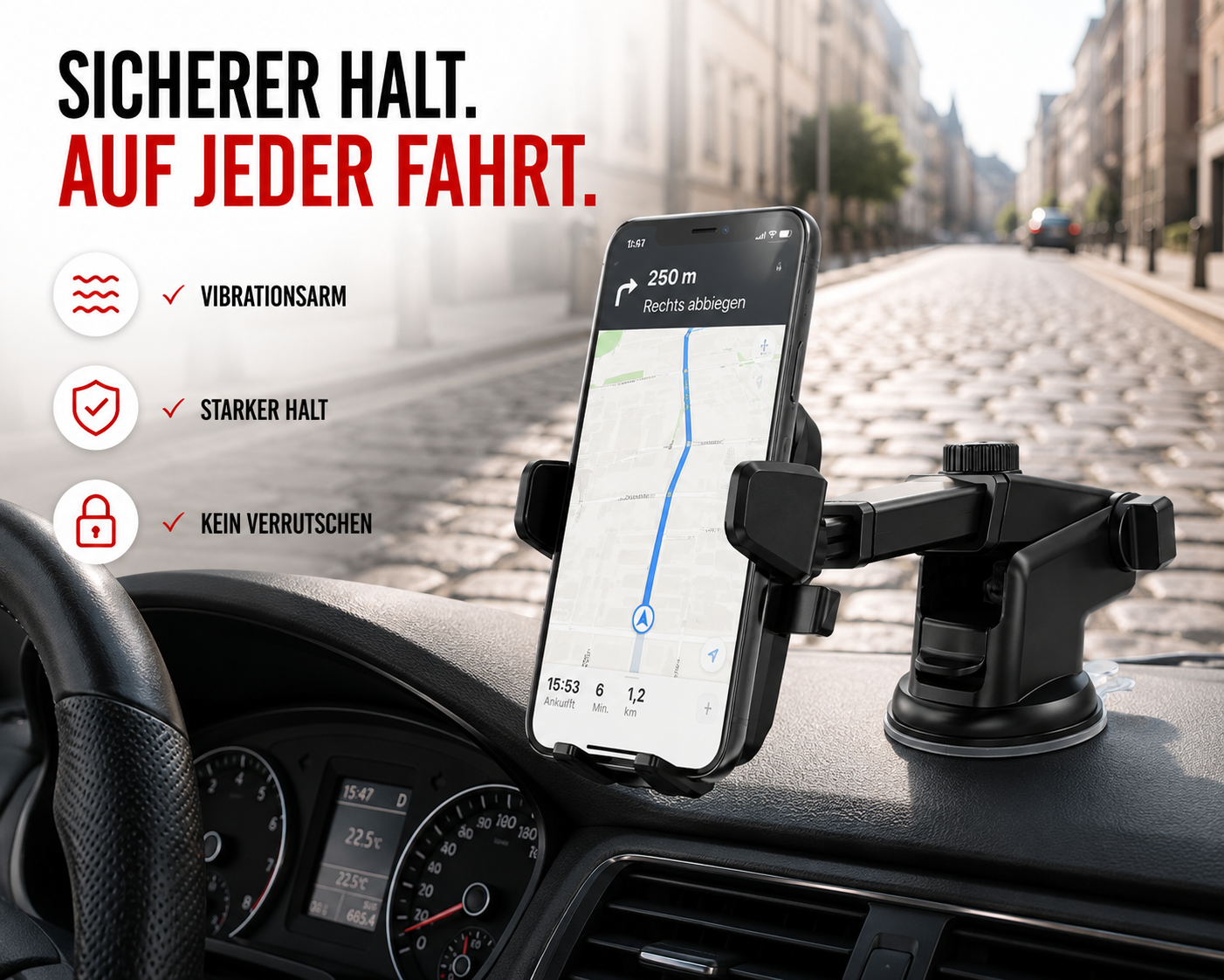 Universal Halter Autohalterung Armaturenbrett Handy KFZ Smartphone Cockpit Navi