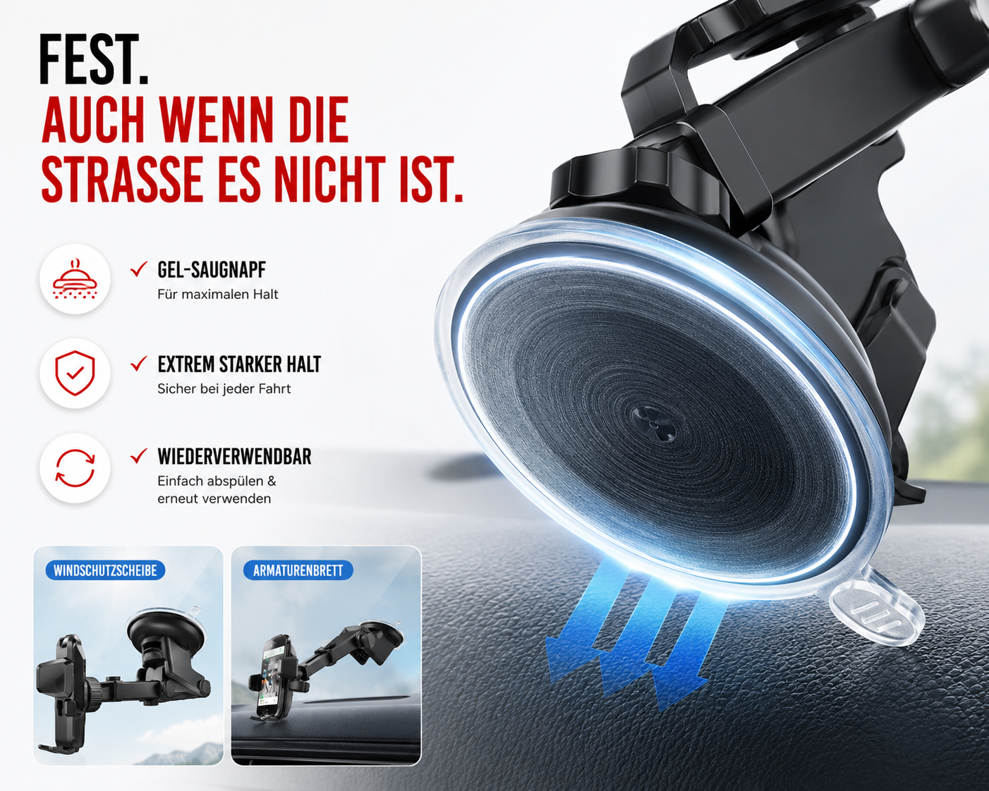 Universal Halter Autohalterung Armaturenbrett Handy KFZ Smartphone Cockpit Navi