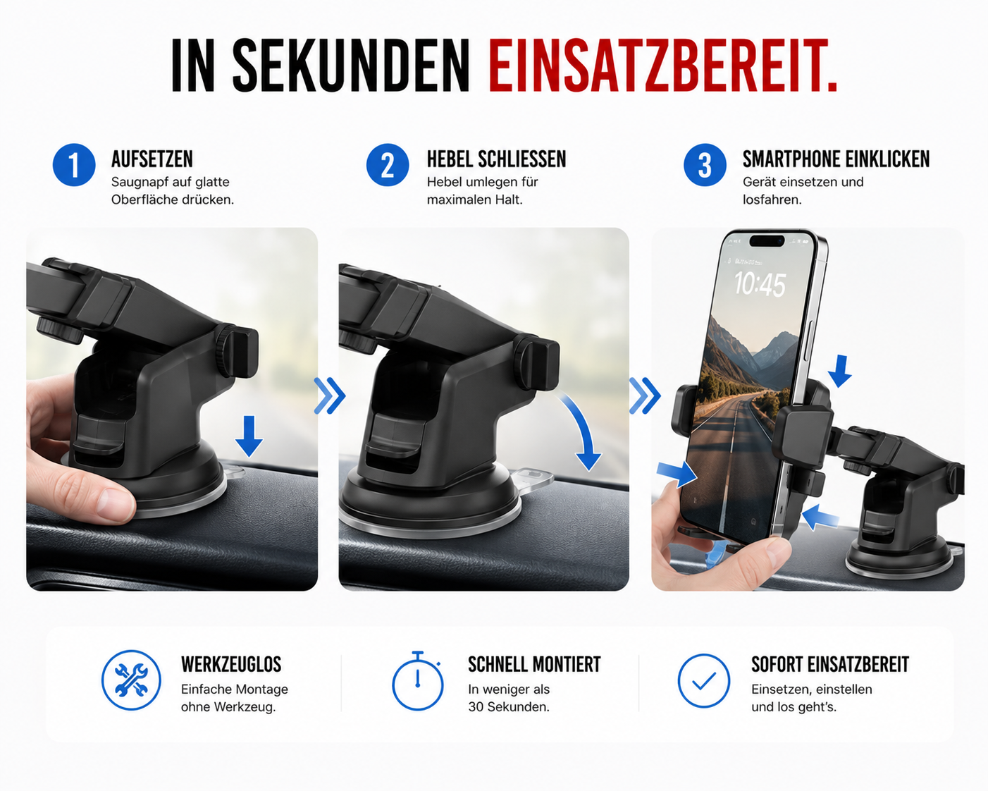Universal Halter Autohalterung Armaturenbrett Handy KFZ Smartphone Cockpit Navi