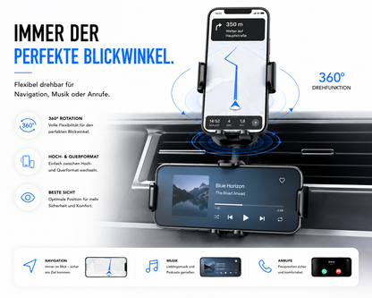 Universal Handyhalter KFZ-Smartphonehalterung 4,7-6,7'' Display Auto Halter 360°