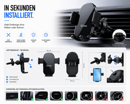 Universal Handyhalter KFZ-Smartphonehalterung 4,7-6,7'' Display Auto Halter 360°
