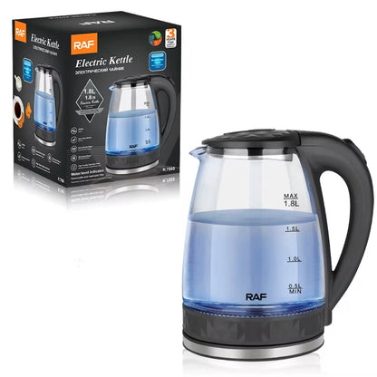 Wasserkocher Glas mit LED-Beleuchtung Edelstahl Teekocher 2.0L 2000W BPA-Frei