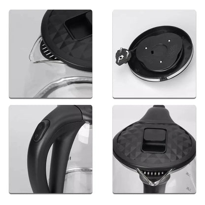 Wasserkocher Glas mit LED-Beleuchtung Edelstahl Teekocher 2.0L 2000W BPA-Frei