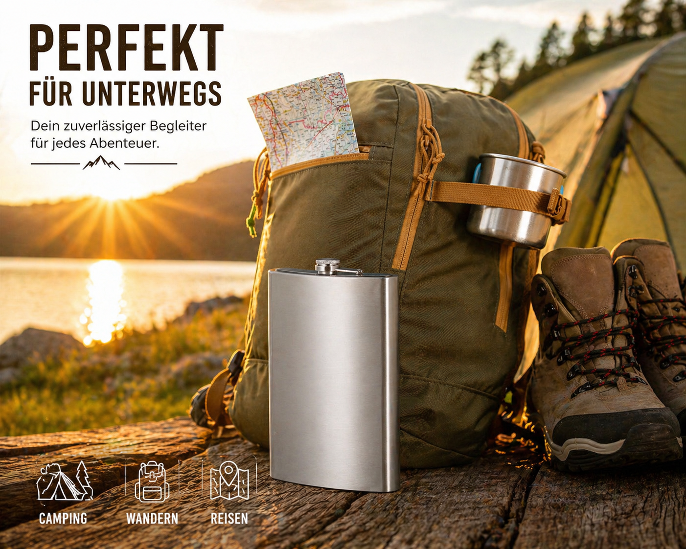XXL Flachmann 1,4 Liter Edelstahl Taschenflachmann Taschenflasche Trinkflasche