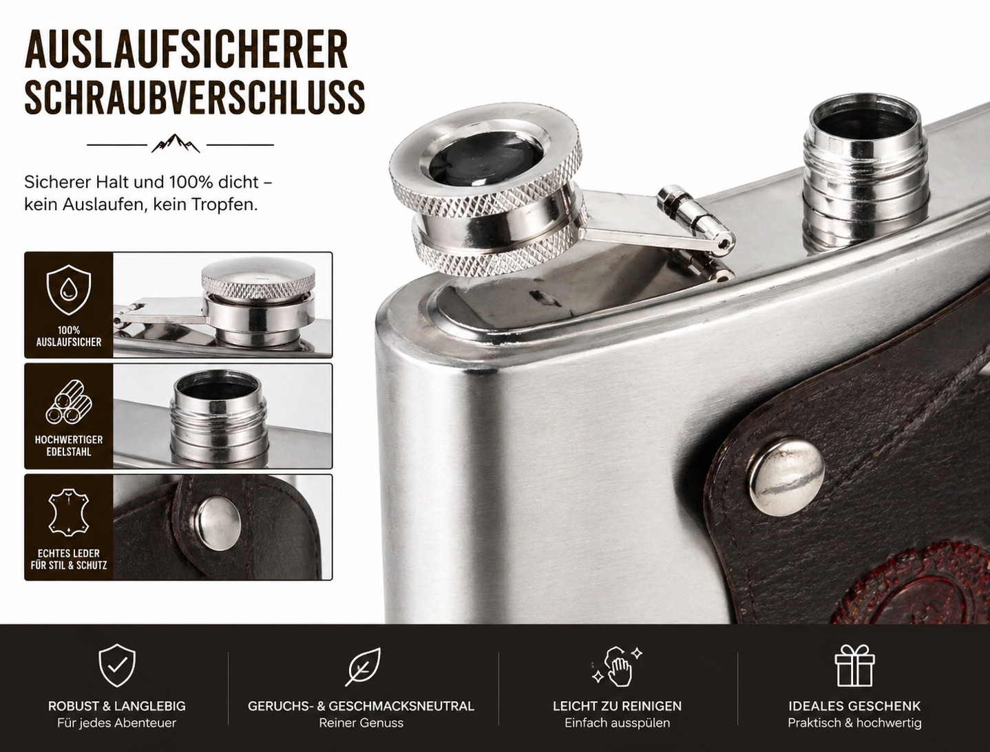 XXL Flachmann 1,4 Liter Edelstahl Taschenflachmann Taschenflasche Trinkflasche
